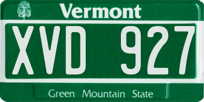 VT license plate XVD927