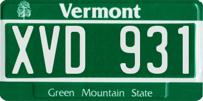 VT license plate XVD931