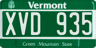 VT license plate XVD935