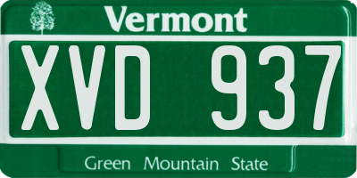 VT license plate XVD937