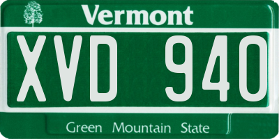 VT license plate XVD940