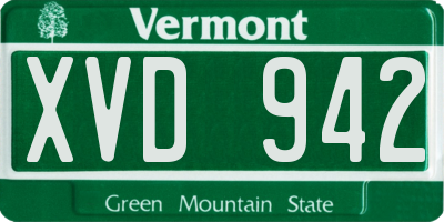 VT license plate XVD942