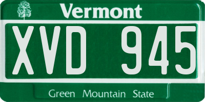 VT license plate XVD945