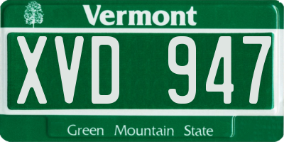 VT license plate XVD947