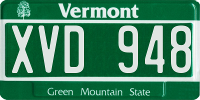VT license plate XVD948