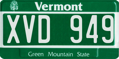 VT license plate XVD949