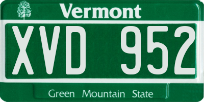 VT license plate XVD952