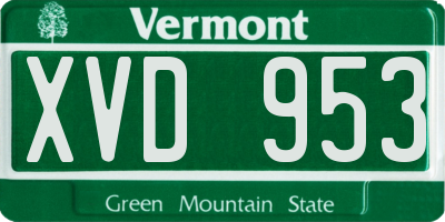 VT license plate XVD953