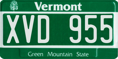 VT license plate XVD955