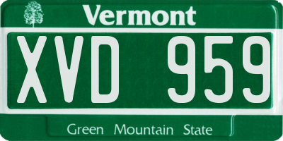 VT license plate XVD959