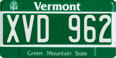 VT license plate XVD962