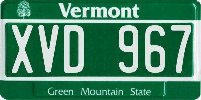 VT license plate XVD967