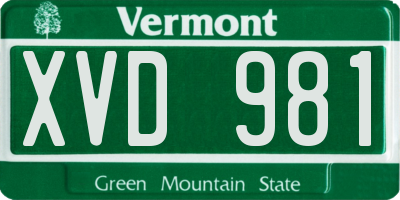 VT license plate XVD981