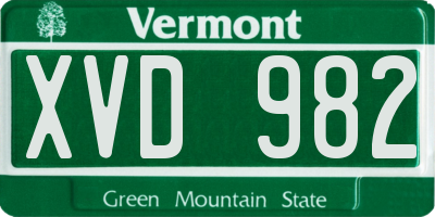 VT license plate XVD982