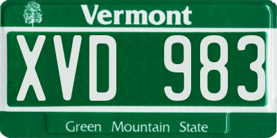 VT license plate XVD983