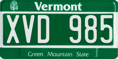 VT license plate XVD985