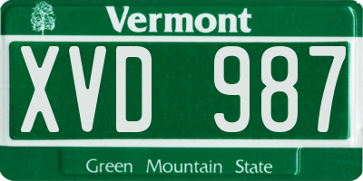 VT license plate XVD987