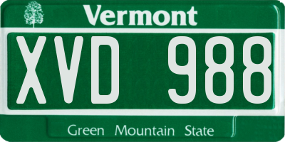 VT license plate XVD988