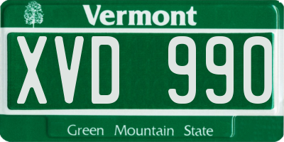 VT license plate XVD990