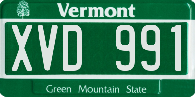 VT license plate XVD991