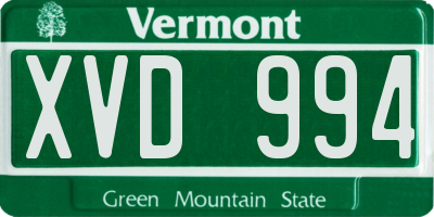 VT license plate XVD994