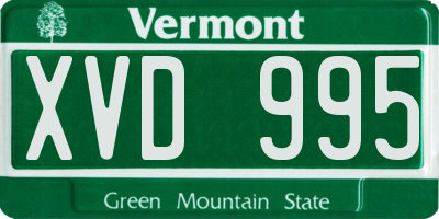VT license plate XVD995