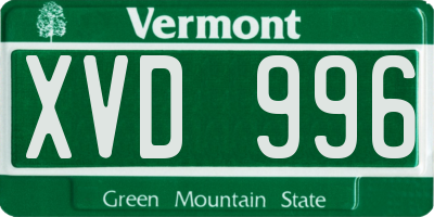 VT license plate XVD996