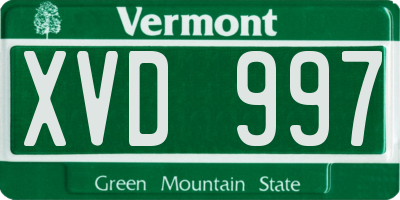 VT license plate XVD997