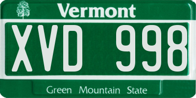 VT license plate XVD998
