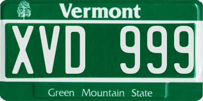 VT license plate XVD999