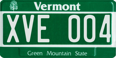 VT license plate XVE004