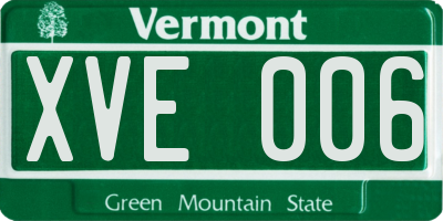 VT license plate XVE006