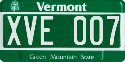 VT license plate XVE007