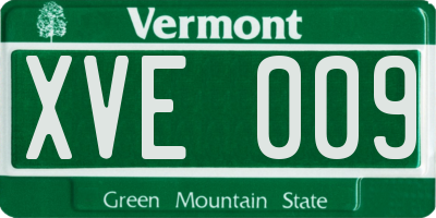 VT license plate XVE009
