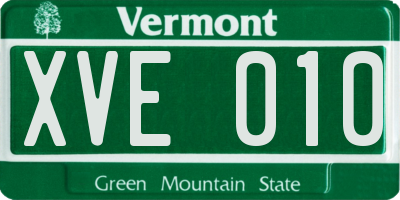 VT license plate XVE010