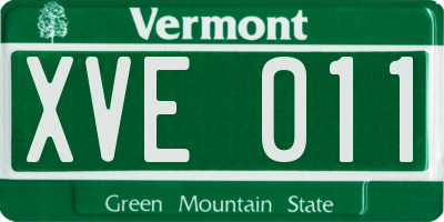VT license plate XVE011