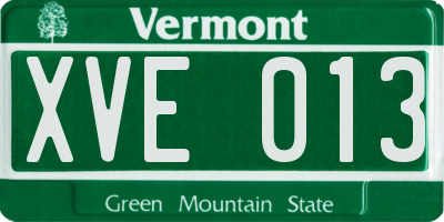 VT license plate XVE013