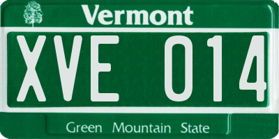 VT license plate XVE014