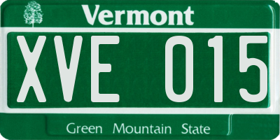 VT license plate XVE015
