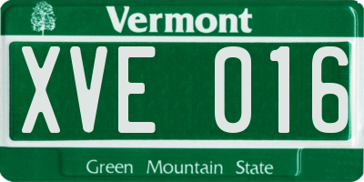 VT license plate XVE016