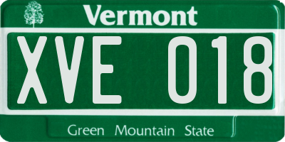 VT license plate XVE018