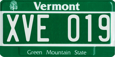 VT license plate XVE019