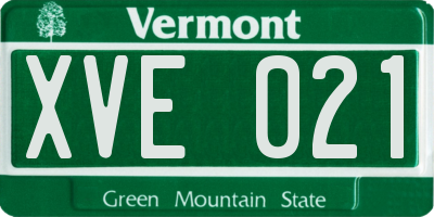 VT license plate XVE021