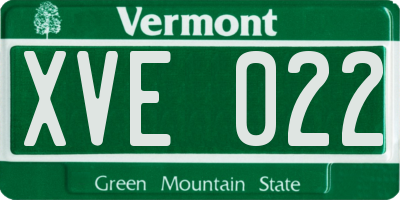 VT license plate XVE022