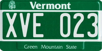 VT license plate XVE023