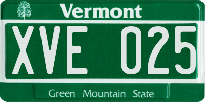 VT license plate XVE025