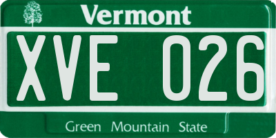 VT license plate XVE026