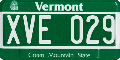 VT license plate XVE029