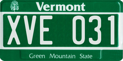 VT license plate XVE031