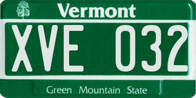 VT license plate XVE032